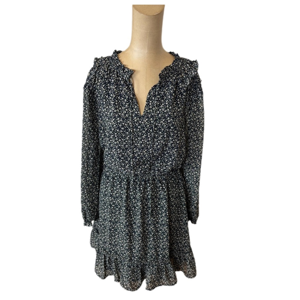Mod on Trend Navy Blue Floral Midi Dress Size Small